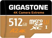 Gigastone 512GB Micro SD Card & Adapter, 4K Camera Extreme, R/W up to 100/60MB/s