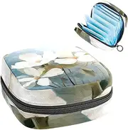 Period Bag,Sanitary Napkin Storage Bag,Blooming Flower White Pear Blossom,Tampon Holder for Purse