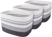 WISELIFE Storage Basket 3 Pack, Laundry, Blanket, Cotton Rope and Woven Baskets