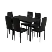Artiss Dining Chairs and Table Dining Set 6 Chair Set Of 7 Black