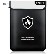 6200°F Upgraded Fireproof Document Bag, 15.7" x 11.4" Faraday Bag, Water Resi...