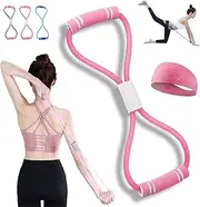 Saludea Resistance Band, Figure 8 Resistance Band with Handles, Arm, Back Training Elastic Ropes, Exercise Equipment for Yoga, Pilates, Stretching, Rope 8 Word Elastic for Women and Men