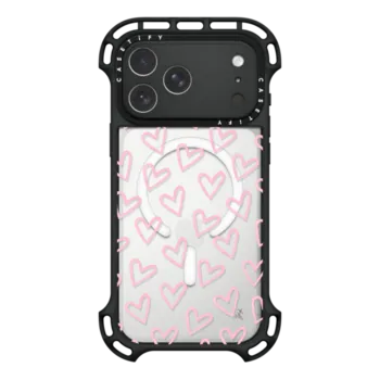 iPhone 17 Pro Max Ultra Bounce Case MagSafe Compatible HEARTS / Light Pink Thin (Transparent)