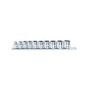 SP Tools 10Pcs 3/8" Drive Stubby Socket Rail Set - 6 Point Metric Cr-V Steel