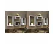 Contemporary White High Gloss Floating Wall Cube Shelves Set Versatile Display