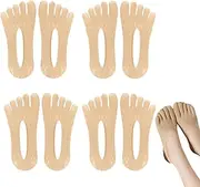 [LILIKAI] 4 Pairs of Toe Socks Women's 39-42, Toe Socks, Toe Five-Finger Socks, Thin Ankle Socks, Women, Five Toe Socks, Invisible Non-Slip Toe Separated Trainer Socks, Toe Summer Socks for Women, ivory, One