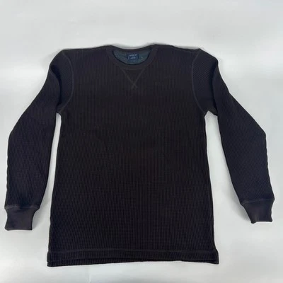 Cotton:On Men's Chunky Waffle Long Sleeve T-Shirt Crew Rich Brown Size S NEW