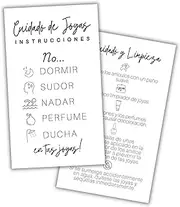 [Lashicorn] Spanish Jewelry Cleaning and Care Instruction Cards Avoid the 5 S’s Do and Don’ts 50pk 2x3.5” Permanent Gold Plated Black Minimalist Modern