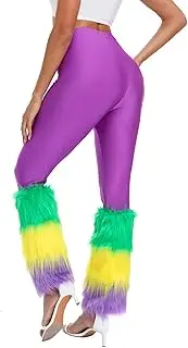 [color cosplayer] Mardi Gras Leg Warmers for Women Plus Size Pants Mardi Gras Leggings Tights Costume