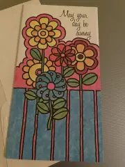 Vintage 60's greeting card note Sunny floral Rhinehart Ephemera Junk Journal
