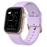 For Apple Watch SE (2nd Generation),40-mm Case,Pin Buckle Silicone Watch Band,Lavender