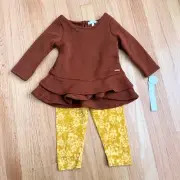 NEW Tahari Baby Girls 18M 2pc Matching Set Tunic Peplum Dress