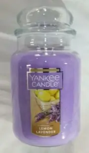 Yankee Candle LEMON LAVENDER Large Jar 22 Oz Purple Housewarmer New Wax Tangy
