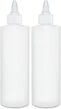 BRIGHTFROM Condiment Squeeze Bottles, 8 OZ Empty Squirt Bottle with Twist Top Cap, Leak Proof - Great for Ketchup, Mustard, Syrup, Sauces, Dressing, Oil, Arts and Crafts, BPA FREE Plastic - 2 PACK