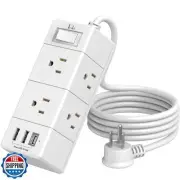 5Ft Outlet Extender Power Strip - Tcstei Flat Plug Extension Cord with 6 Outl