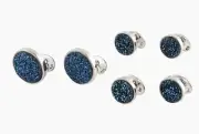 Quartz druzy cufflinks and shirt studs set in sterling silver by alan k. thau