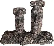 Cozioz Air Stone Aquarium Decoration – Grey Easter Island Moai Statues, Small Fish Tank Ornaments for Hiding