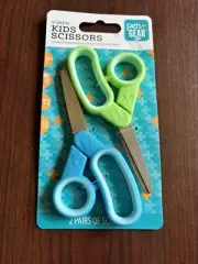5-Inch Kids Scissors Set Of Two Blue & Green Blunt Tip Ages 4+