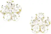 [JewelryWeb] 14k Yellow Gold April Clear CZ Simulated Diamond Flower Screw Back Earrings 9x9mm Stud Earring for Women