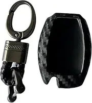 M.JVisun Soft Silicone Rubber Carbon Fiber Texture Car Key Fob Case Cover For Mercedes-Benz A Class B C E S G M V Class CLA CLS GLA GLC GLE GLK GL GLS SL SLK SLC Viano For Metris -Black-Weave Keychain, Black - Weave Keychain, One size