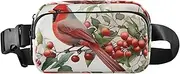 [XYMZR] Red Bird Branch Fruit Fanny Pack Hip Bag Belt Bag for Women Man Fashion Waist Pack Water-repellent Crossbody Bag for Halloween Costumes Running Hiking Jogging Travel Sport, Multi-colored, one