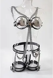 HCUDFN 3pcs Women's Chastity Belt Bondage Set with Bra Thigh Ring and Chastity Belt, SM Restraint Underwear Sex Toys For Women