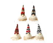 C291 5PCS Christmas Decoration Rudolph Doll with Light Glowing White Beard Faceless Doll Christmas Tree Accessories