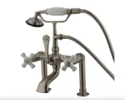 Vintage Three-Handle 2-Hole Deck Mount Clawfoot Tub Faucet With Shower CC111T8