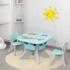 3 PCS Kids Table Chair Set Children Playing Study Activity Desk w/ Storage Boxes