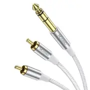 MOSWAG 1/4 inch TRS to Dual RCA Audio Cable,Gold Plated Copper Shell Heavy Duty
