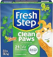 Fresh Step® Clean Paws® Cat Litter, Clumping Cat Litter with Febreze, Gain Scent – 22.5 Pounds