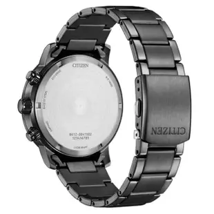 【CITIZEN 星辰】Chronograph 光動能 碼錶計時三眼不鏽鋼腕錶-黑43mm(CA0845-83E)