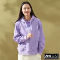 在飛比找momo購物網優惠-【JEEP】女裝 品牌LOGO舒適寬版刷毛帽T(紫色)