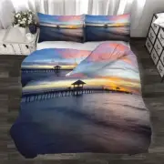 Sky Is Colored With Clouds 3D Quilt Duvet Doona Cover Set Pillow case Print