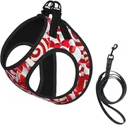 Candy Canes print Dog Harness and Leash Set, Reflective Adjustable Puppy Vest for Small Medium Large Dogs, Cats