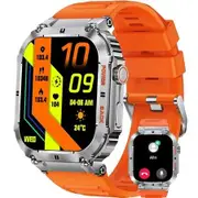 Smart Watch,100M Waterproof Rugged Smartwatch with Bluetooth Call,2In HD Display 70 Days Extra Long Battery Life,100+ Sports Modes Fitness Tracker (Orange)