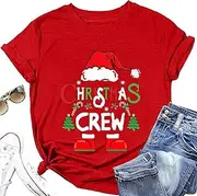 [OJLPHH] Christmas Crew Shirts for Women Merry and Bright Christmas Shirt Xmas Tree Graphic Tee Tops Holiday Tshirts