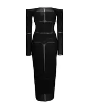 A medium-length dress with bare shoulders XS Black