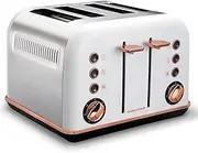 Morphy Richards 242108 White Accents 4 Slice Toaster Rose Gold w/ Removable Tray