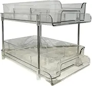 JEWEDECO Stainless Steel 2 Tier Drawer Storage Box Under Sink Organizing Bin Bathroom Storage Vanities Makeup Counter