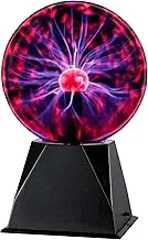 QingHong 6 Inch Plasma Globe Touch & Sound Sensitive Plasma Ball Lamp Electric Ball Lightning Toys for Parties, Home, Prop, Decoration,Kids over 7 years old(Red)