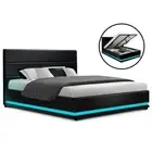 Artiss Bed Frame Double Size RGB LED Gas Lift Storage Mattress Base Black LUMI