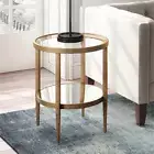 Henn&Hart 20" Antique Brass Finish Metal/Glass Side Table