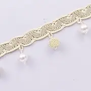 Tassel Fringe Trim, 12 Yards Pearl Beads Tassel Fringe Lace Ribbon DIY Curtain Sewing Trim Sofa Table Lampshades Decorative Accessories(White)