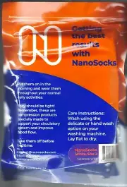 NANOSOCKS 3D NANO-WEAVE TECHNOLOGY COMPRESSION SOCKS ~ WHITE ~ SIZE 2 ~ NEW