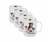 4PK Ashdene Puppy Love Jack Russell Drinking Beverage Coffee/Tea Mug 11.5x8cm