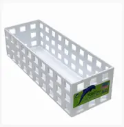 SMARTLINK 12PCS Stackable Clear Plastic Basket 22.8x8x6.5cm Durable Space Saving Storage Solution