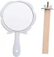 HAPINARY Adorable Bird Natural Wooden Parrot Mirror Perch Stand for Birds for Resting and Exercise Cage Easy Installation