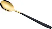 Spoon 20CM Long Handle Stainless Steel Tableware Tea Coffee Mixing Spoon Dessert Scoop Teaspoon Kitchen Accessories Table Spoon(Black)