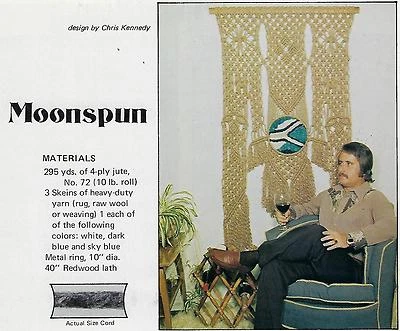 Retro 1970's Natural Jute Wall Hanging Art Patterns in Macrame Plus Book HH11
